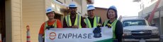 Workers and Enphase employees on the Central Commons install, Fremont, CA